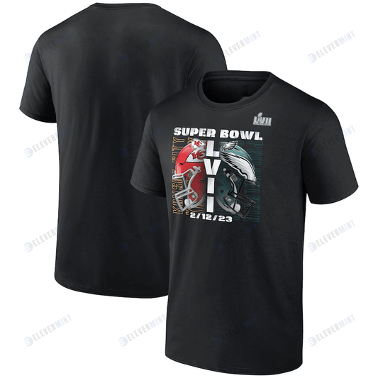 Kansas City Chiefs vs. Philadelphia Eagles Super Bowl LVII Matchup T-Shirt - Black