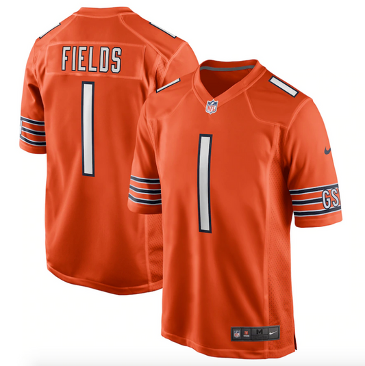 Justin Fields Chicago Bears Youth Alternate Orange Game Replica Jersey