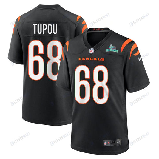 Josh Tupou 68 Cincinnati Bengals Super Bowl LVII Champions Men Game Jersey - Black