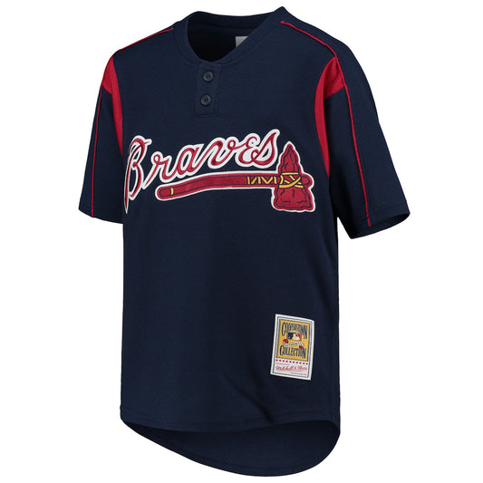 Boys' Grade School Chipper Jones Mitchell & Ness Braves Cooperstown Mesh Batting Practice Jersey - Navy