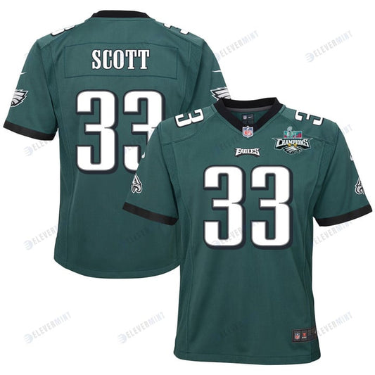 Josiah Scott 33 Philadelphia Eagles Super Bowl LVII Champions 2 Stars 2 Stars Youth Game Jersey - Black