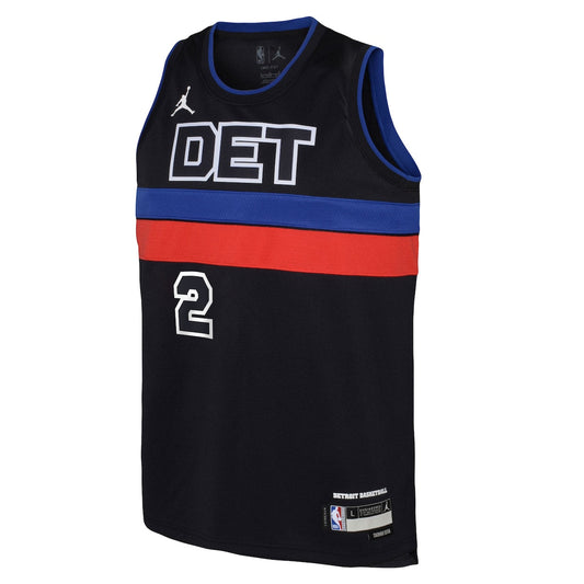 Boys' Grade School Cade Cunningham Jordan Pistons Swingman Jersey Statement Edition - Black