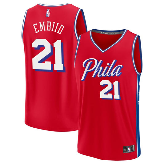 Joel Embiid Philadelphia 76ers Fanatics Branded Youth Fast Break Replica Jersey - Statement Edition - Red