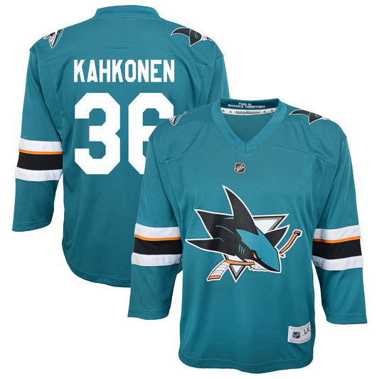 Kaapo Kahkonen San Jose Sharks Youth 2021/22 Home Replica Jersey - Teal
