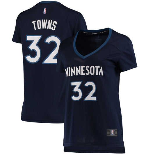 Karl-Anthony Towns Minnesota Timberwolves Fanatics Branded Women's Fast Break Replica Jersey Navy - Icon Edition