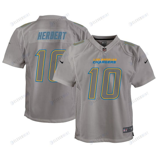 Justin Herbert 10 Los Angeles Chargers Youth Atmosphere Game Jersey - Gray