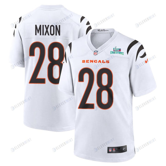 Joe Mixon 28 Cincinnati Bengals Super Bowl LVII Champions Men Game Jersey - White