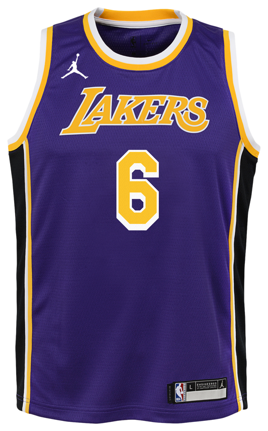 Boys' Grade School James Lebron Jordan Lakers Statement Swingman Jersey - Purple