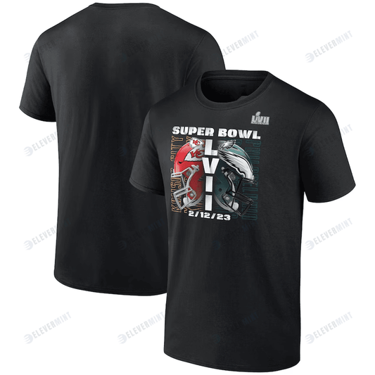 Kansas City Chiefs vs. Philadelphia Eagles Super Bowl LVII Matchup T-Shirt - Black